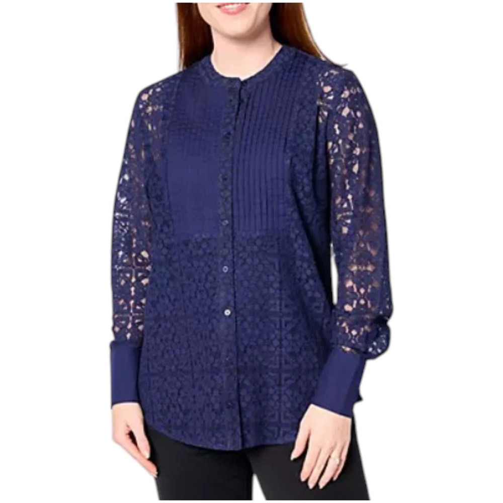 BEAUTIFUL by Lawrence Zarian Women's Button Lace Shirt w/ Tank Blue - Regular